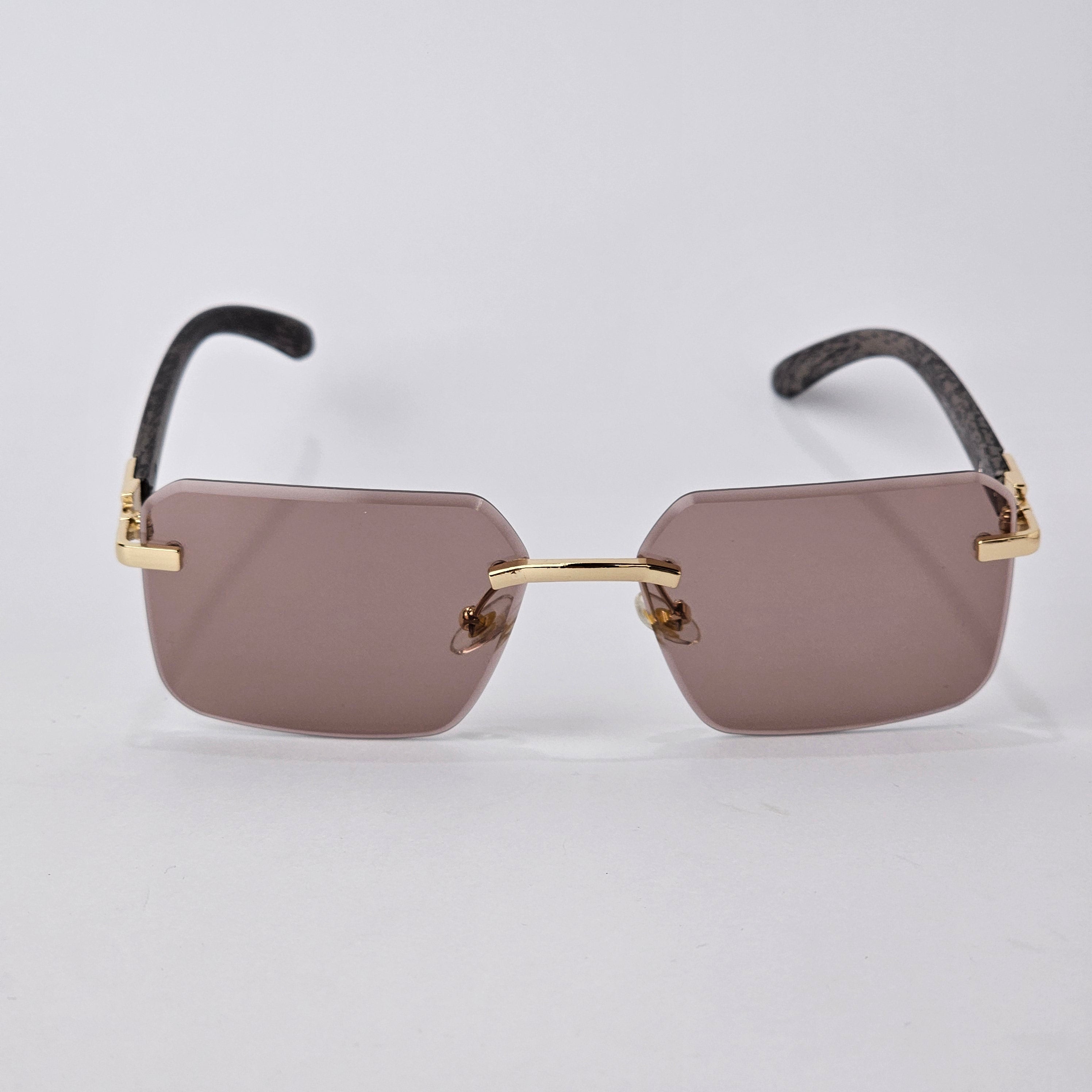 U - Cut - Rimless Wood- 22457 - Gold/Brown