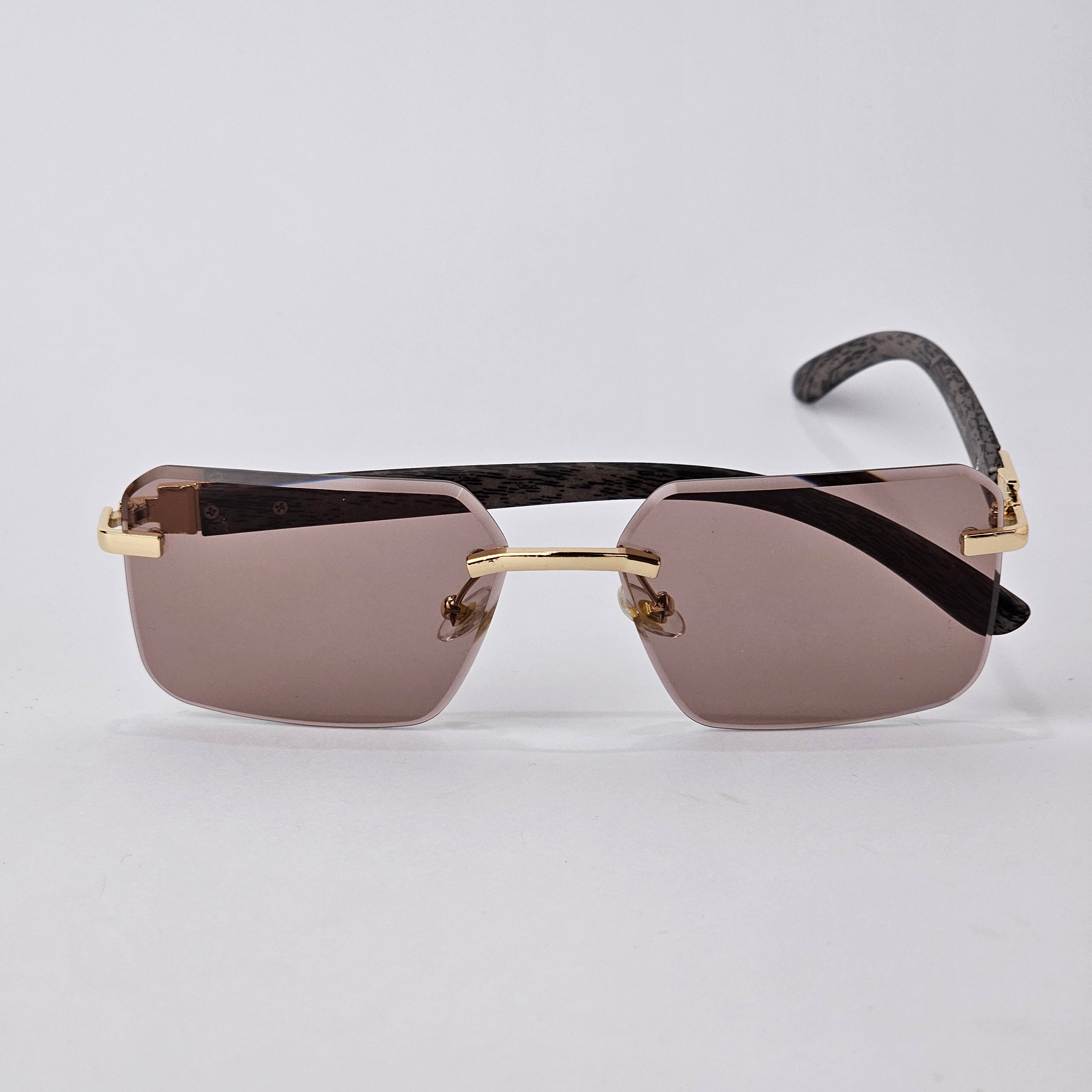 U - Cut - Rimless Wood- 22457 - Gold/Brown