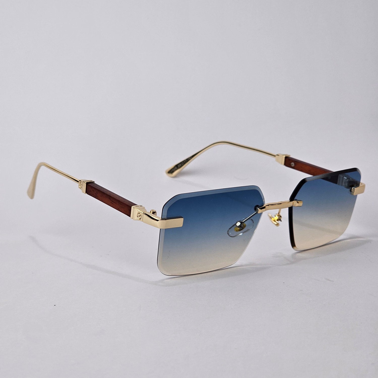 Cartier Rimless Rectangle - 22458- Male Sunglasses -Gold/Blue