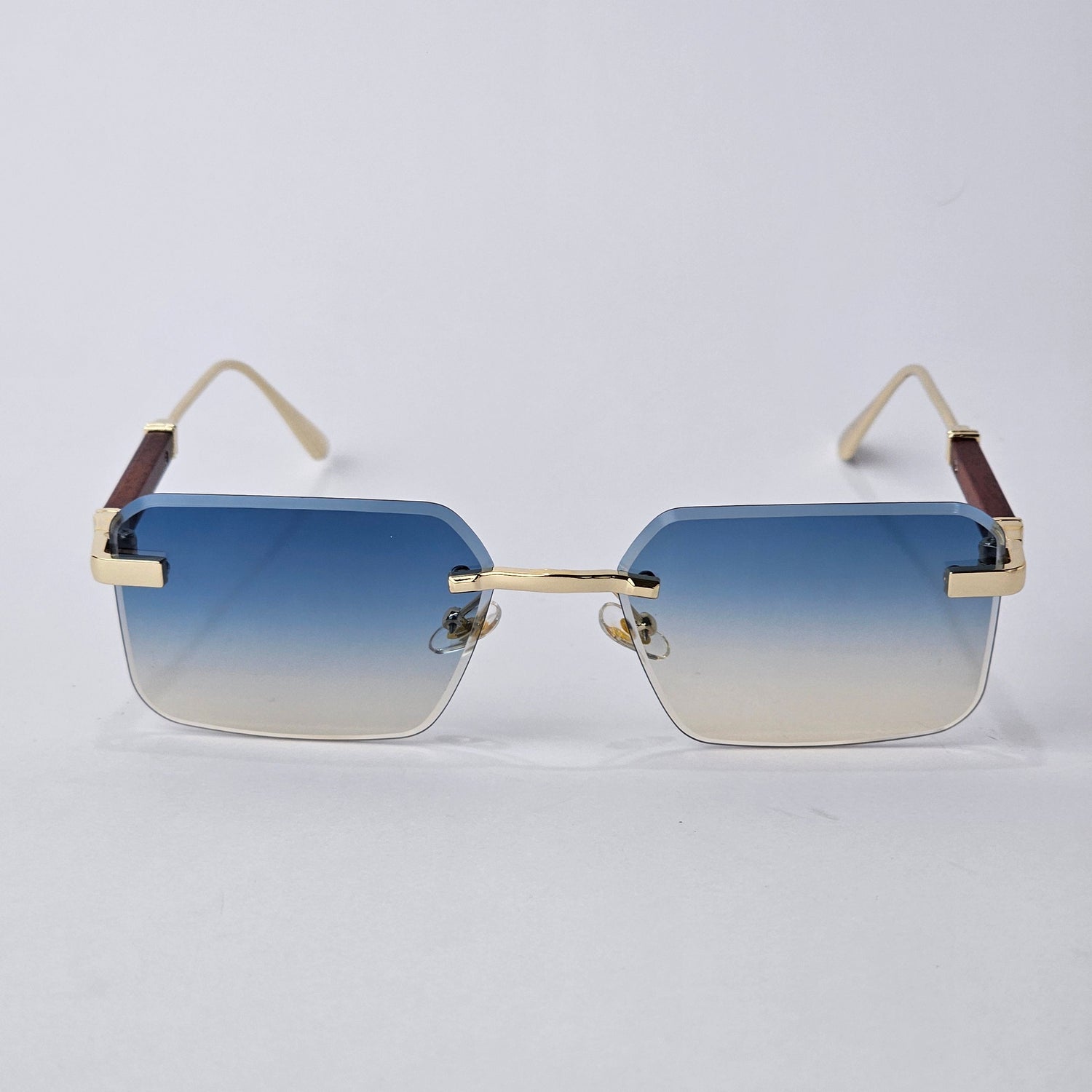Cartier Rimless Rectangle - 22458- Male Sunglasses -Gold/Blue