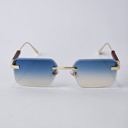 Cartier Rimless Rectangle - 22458- Male Sunglasses -Gold/Blue