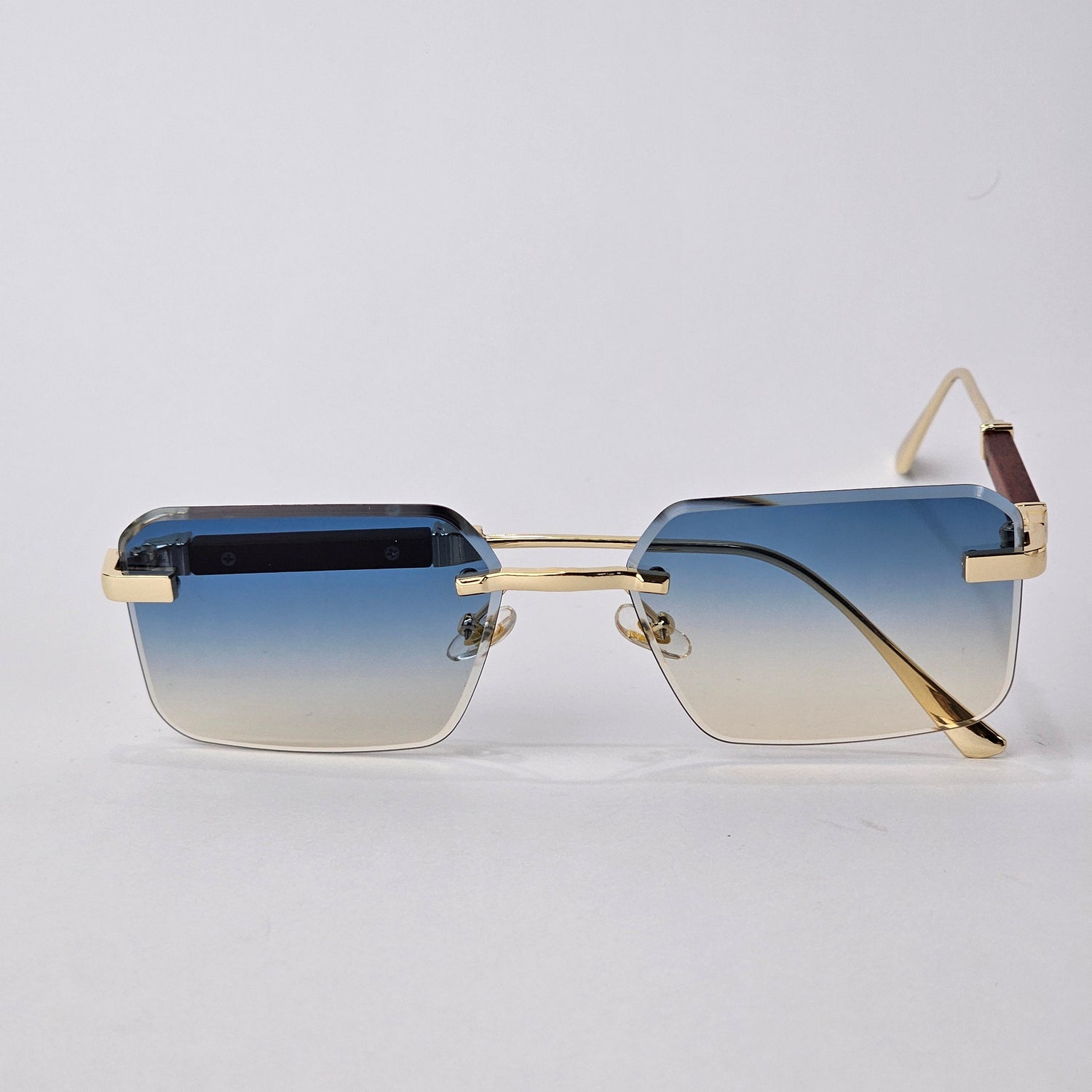 Cartier Rimless Rectangle - 22458- Male Sunglasses -Gold/Blue