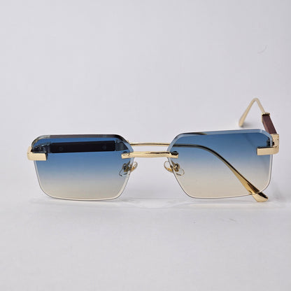 Cartier Rimless Rectangle - 22458- Male Sunglasses -Gold/Blue