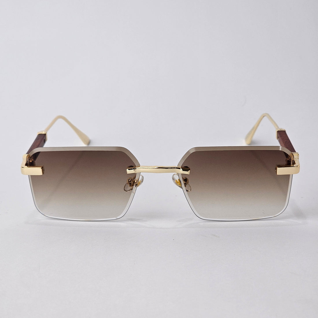 Cartier Rimless Rectangle - 22458 - Male Sunglasses- Gold/Brown Gradient