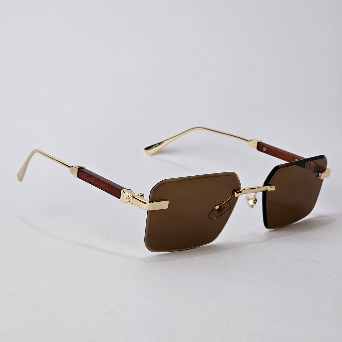 Cartier Rimless Rectangle - 22458 - Male Sunglasses - Gold/Brown