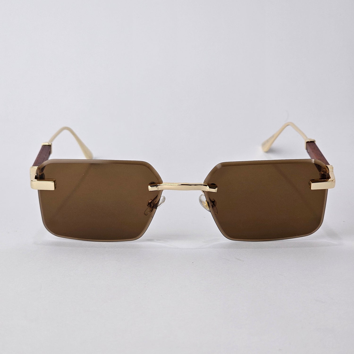 Cartier Rimless Rectangle - 22458 - Male Sunglasses - Gold/Brown