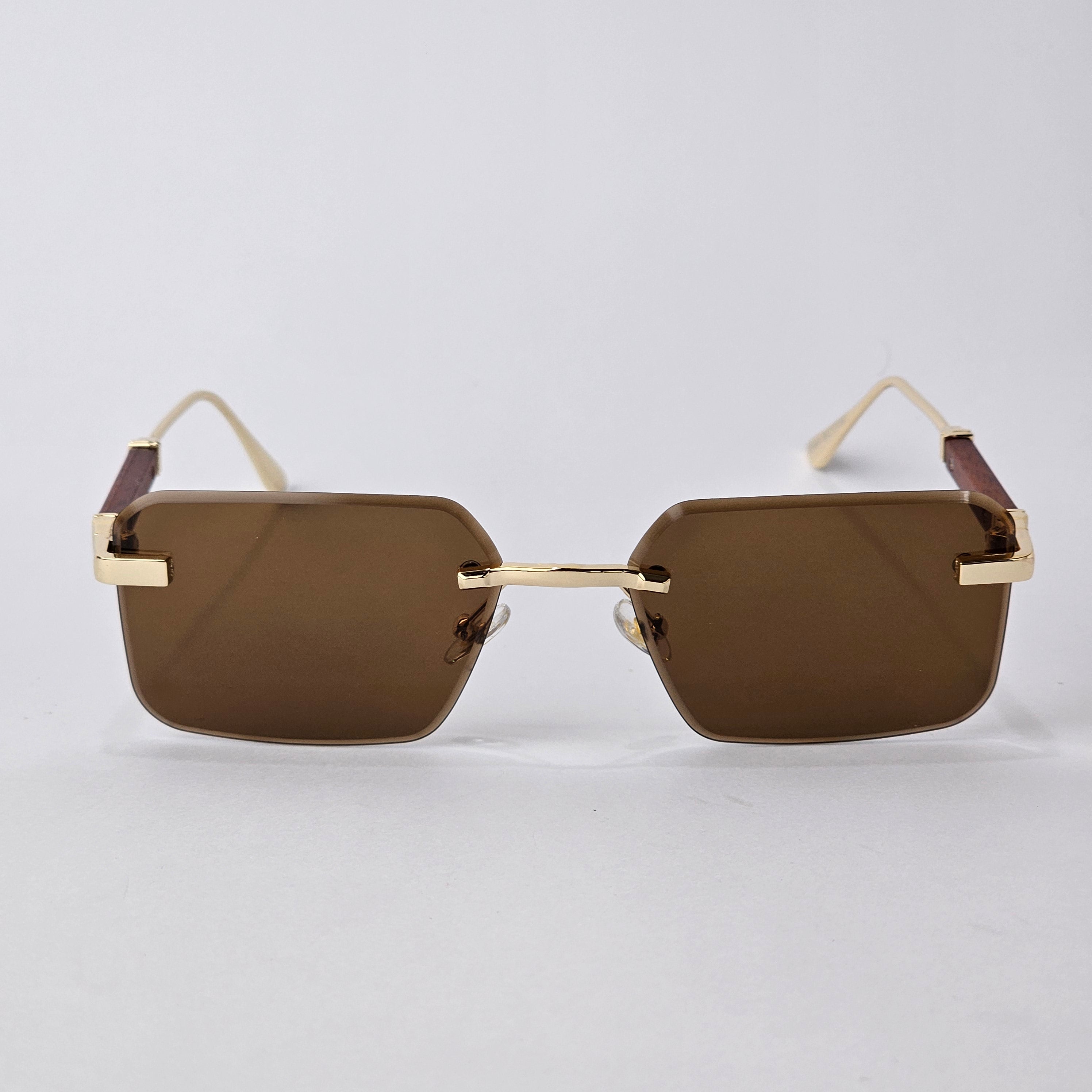 Cartier Rimless Rectangle - 22458 - Male Sunglasses - Gold/Brown
