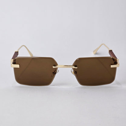 Cartier Rimless Rectangle - 22458 - Male Sunglasses - Gold/Brown