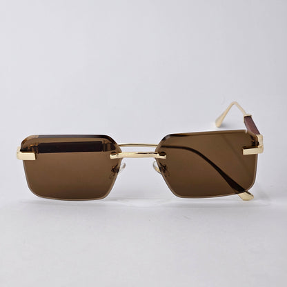 Cartier Rimless Rectangle - 22458 - Male Sunglasses - Gold/Brown