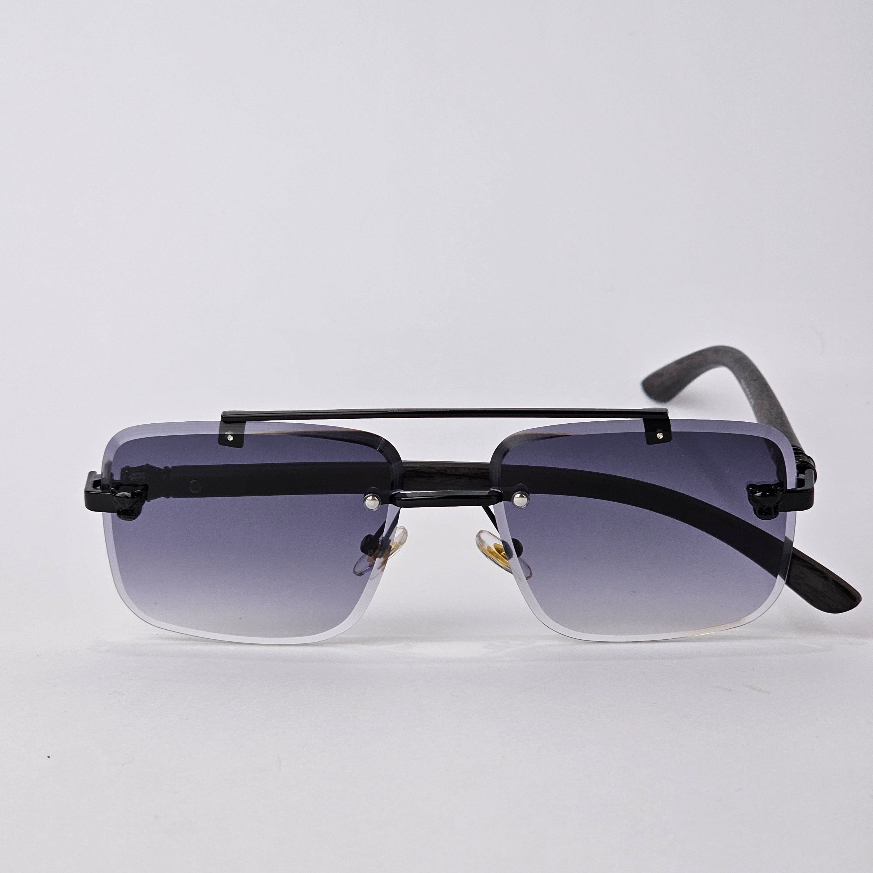 Rimless Line Bridged Wooden - 22510 - Black Gradient