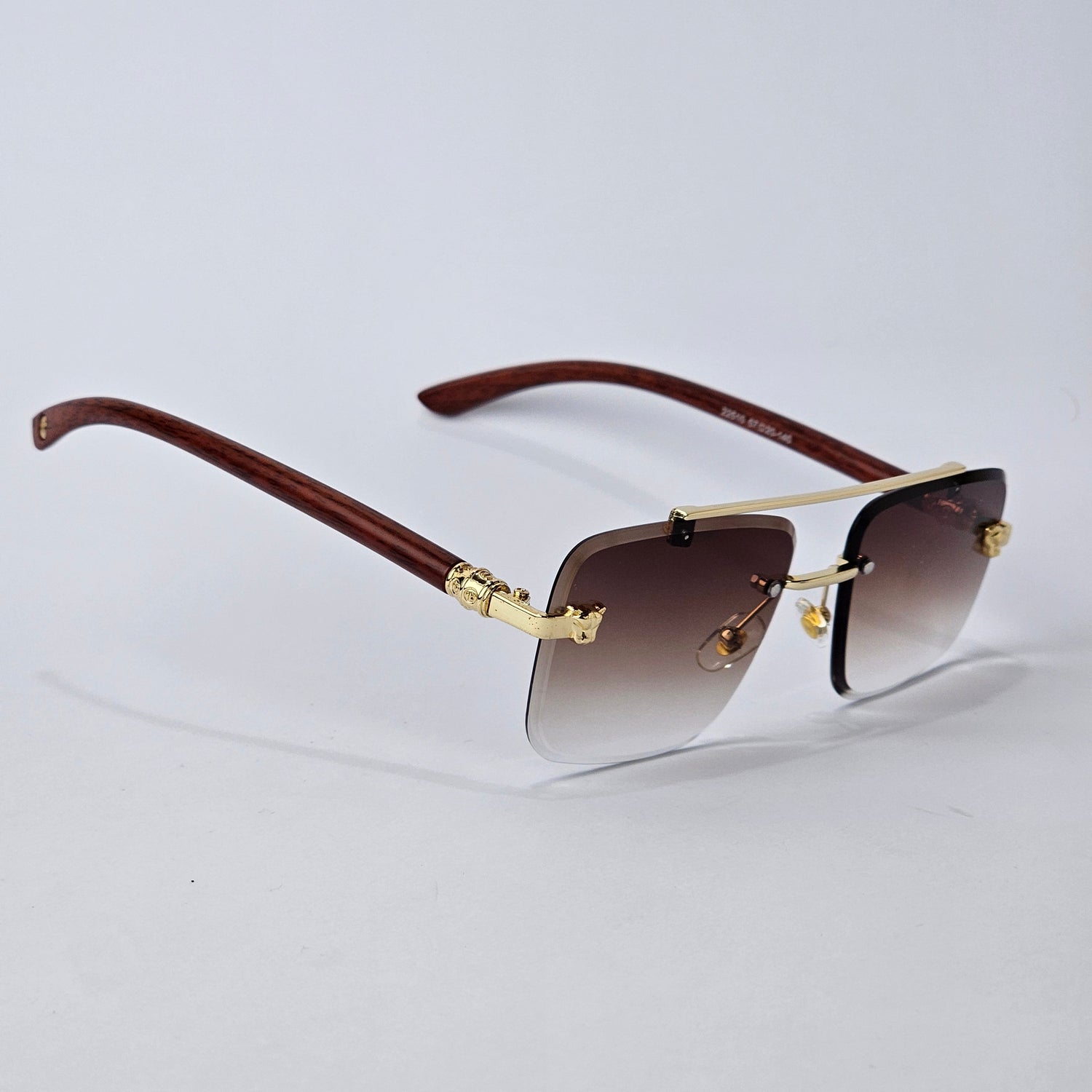 Rimless Line Bridged Wooden - 22510 - Gold/Brown Gradient