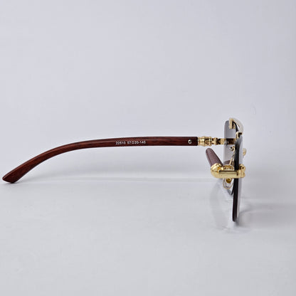 Rimless Line Bridged Wooden - 22510 - Gold/Brown Gradient