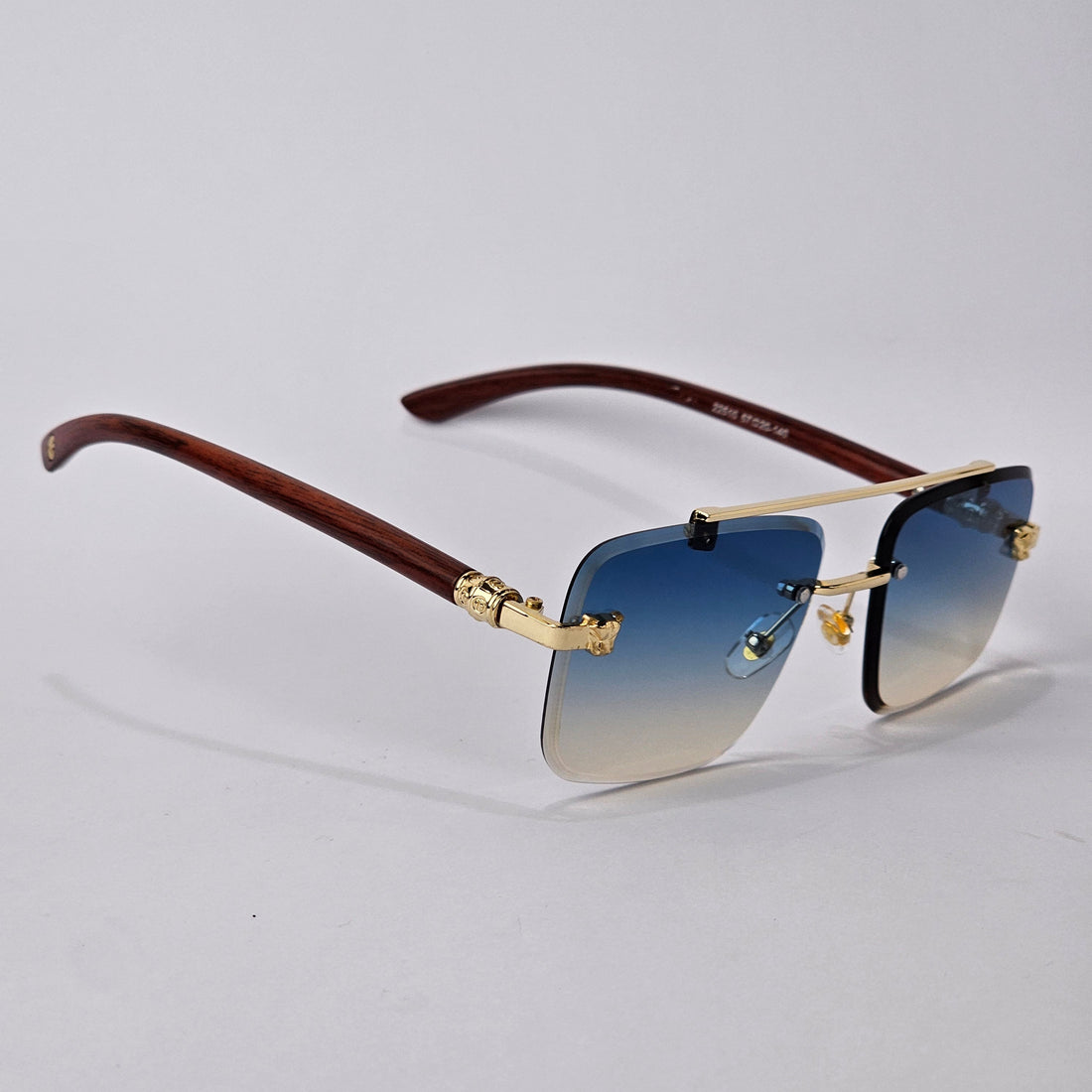 Rimless Line Bridged Wooden - 22510 - Gold/Blue