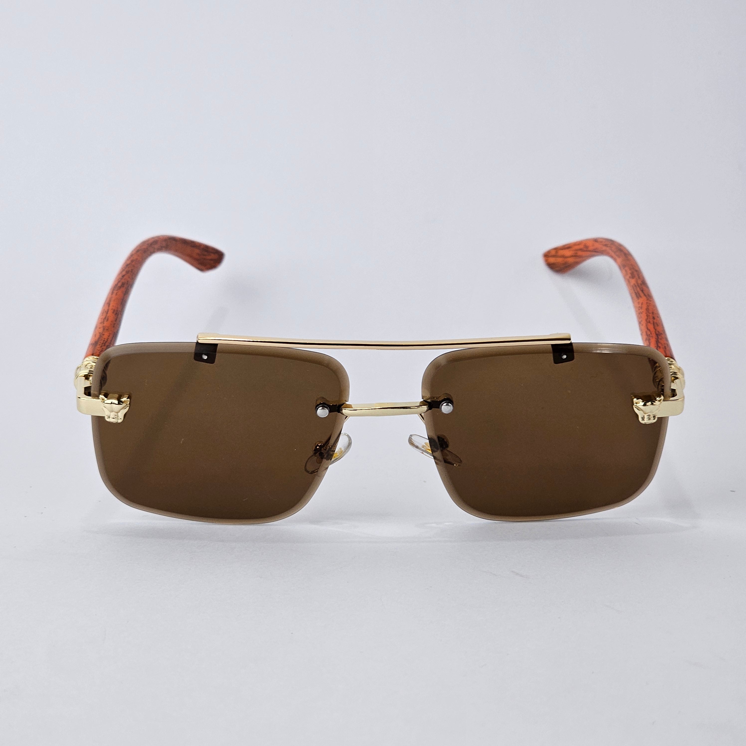 Rimless Line Bridged Wooden - 22510 - Gold/Brown