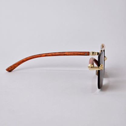 Rimless Line Bridged Wooden - 22510 - Gold/Brown