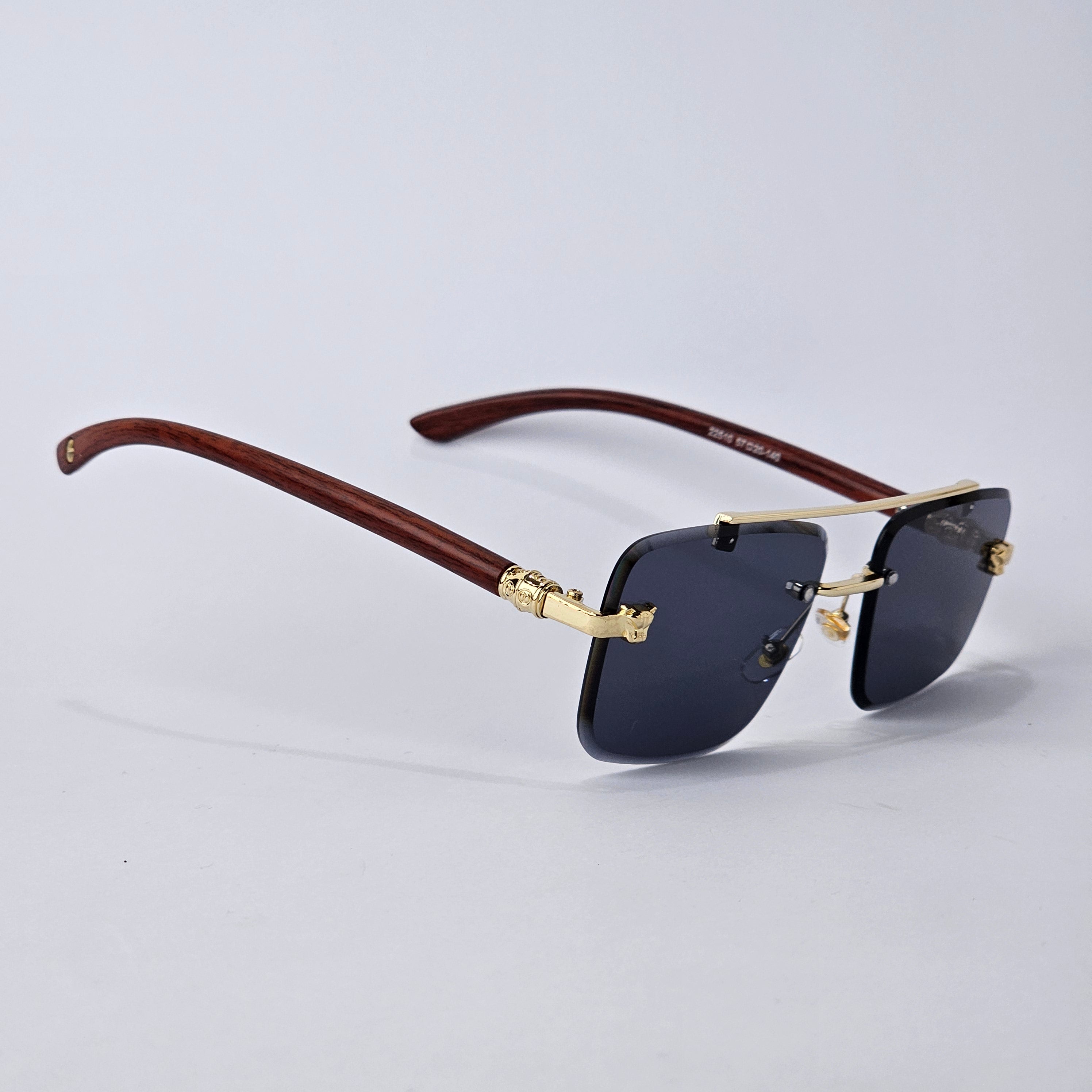 Rimless Line Bridged Wooden - 22510 - Gold/Black
