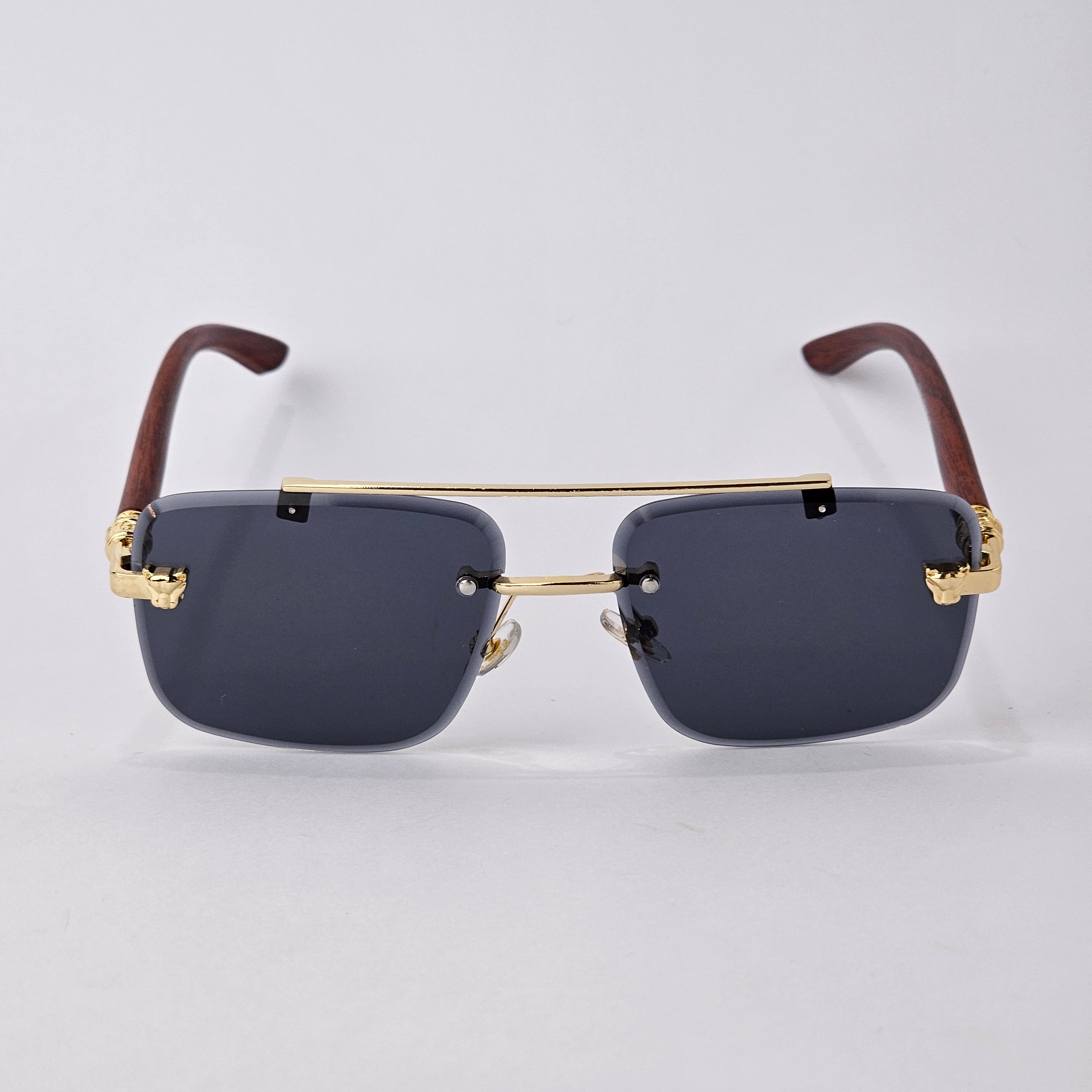 Rimless Line Bridged Wooden - 22510 - Gold/Black