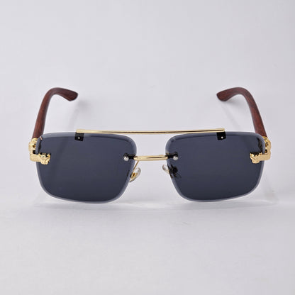 Rimless Line Bridged Wooden - 22510 - Gold/Black