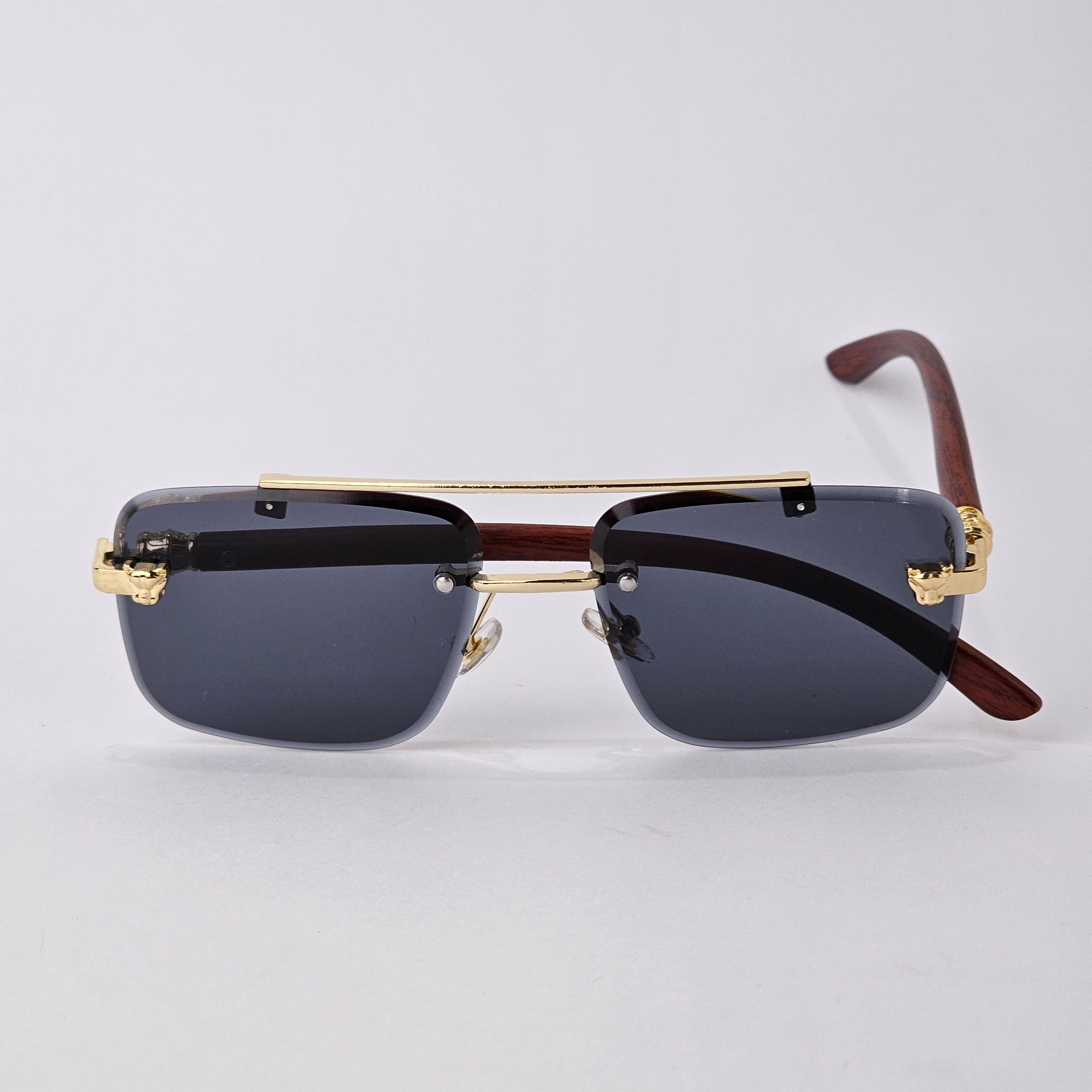 Rimless Line Bridged Wooden - 22510 - Gold/Black