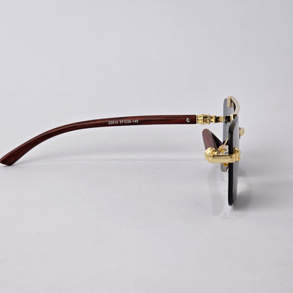 Rimless Line Bridged Wooden - 22510 - Gold/Black