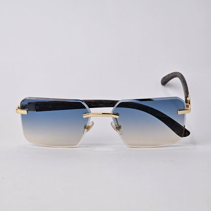 U - Cut - Rimless Wood - 22457 - Gold/blue