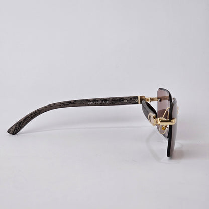 U - Cut - Rimless Wood- 22457 - Gold/Brown