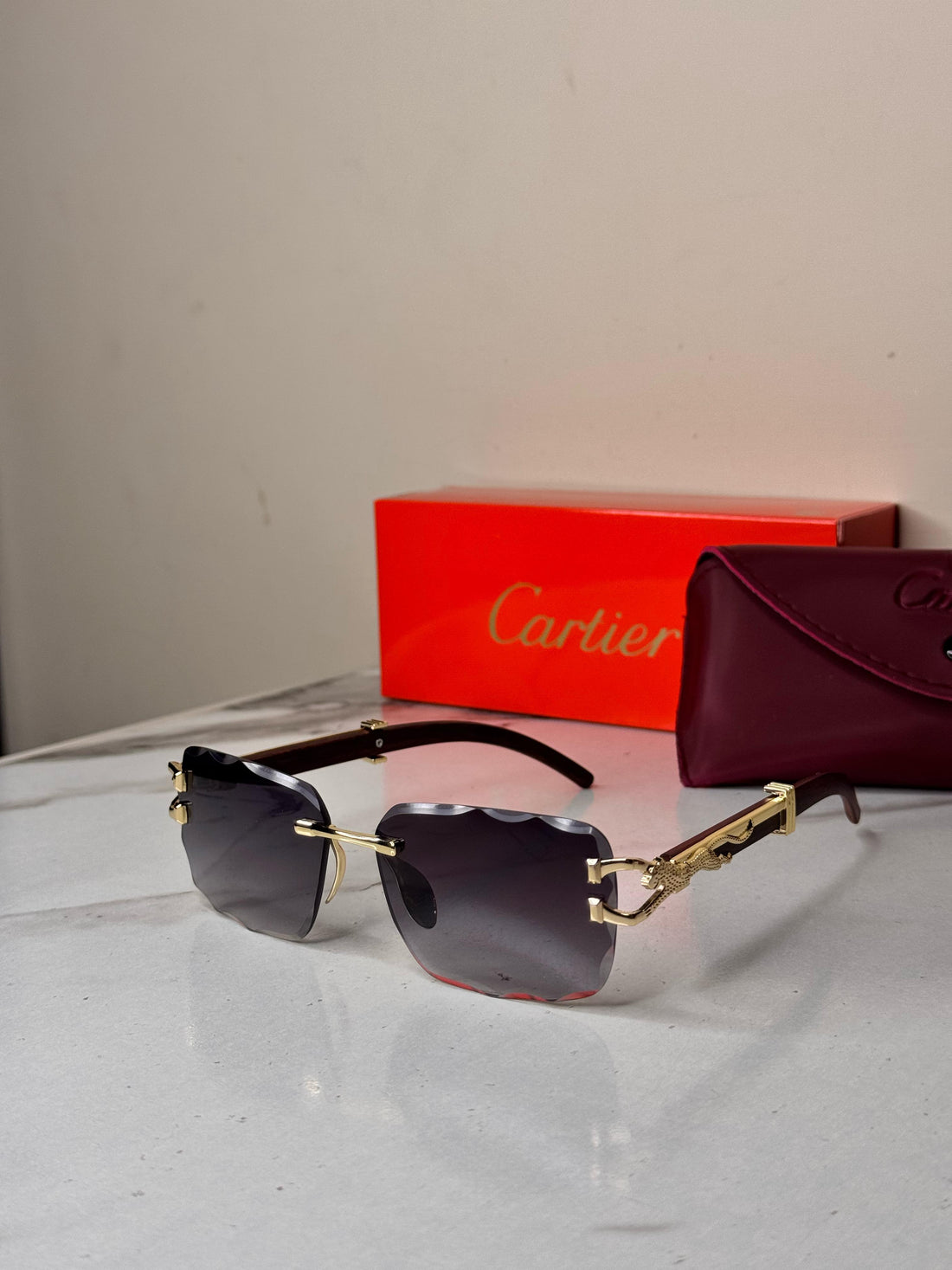 Cartier Cheeta Sunglasses - Black/ Gold