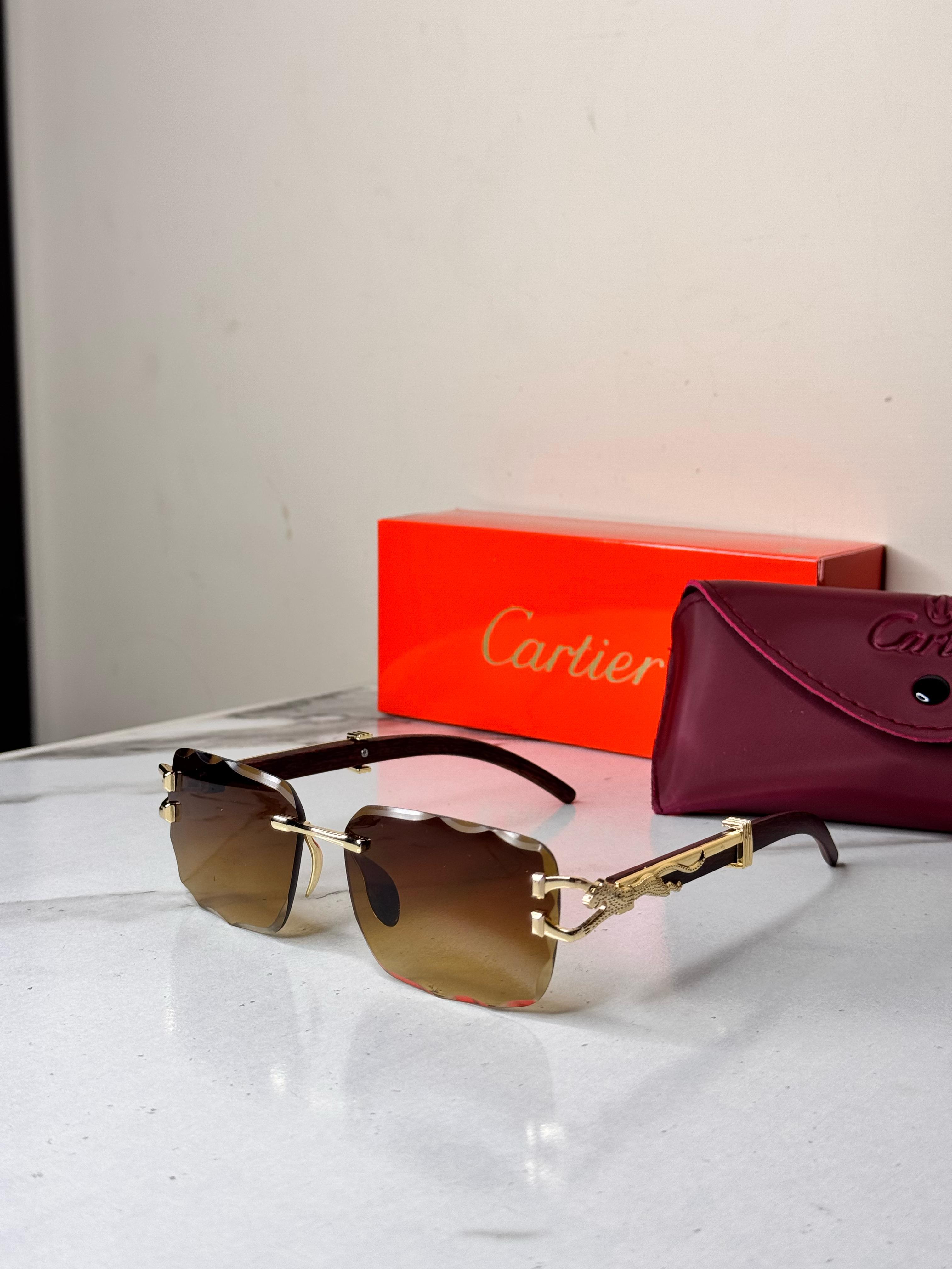 Cartier Cheeta Sunglasses - Brown/ Gold