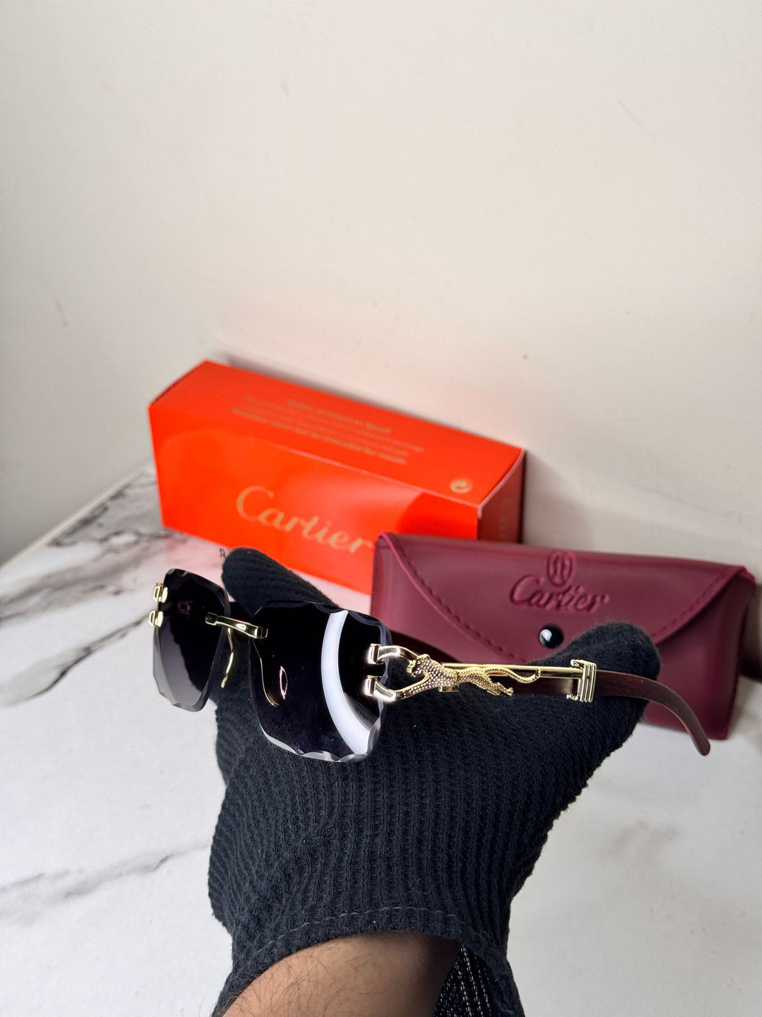 Cartier Cheeta Sunglasses - Black/ Gold